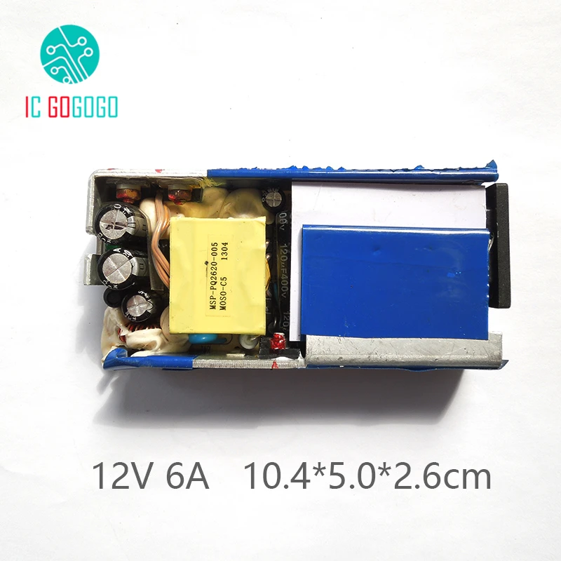 AC-DC 12V 6A Switching Power Supply Circuit Board Module For Monitor LCD 6000MA 100-240V 50/60HZ 10.4*5.0*2.6CM SMPS
AC-DC 12V 6A Switching Power Supply Circuit Board Module For Monitor LCD 6000MA 100-240V 50/60HZ 10.4*5.0*2.6CM SMPS