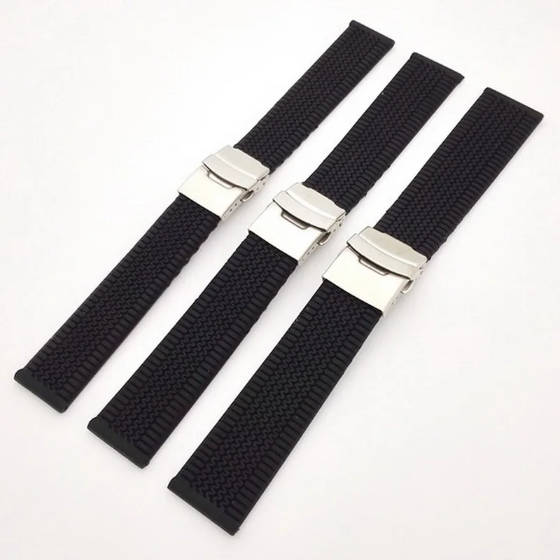 neway Black Rubber Watch Band Silicone Wrist Strap Waterproof Bracelet Stainless Steel Double Click Folding Clasp 20 22 24mm
neway Black Rubber Watch Band Silicone Wrist Strap Waterproof Bracelet Stainless Steel Double Click Folding Clasp 20 22 24mm