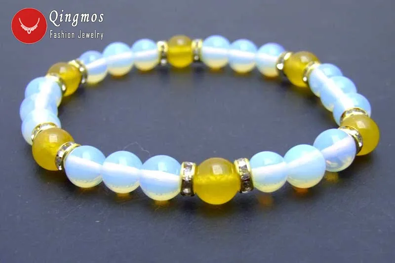Qingmos Trendy Opal Bracelets for Women with 8mm Blue Round Opal and 8mm Round Yellow Jades 8'' Bracelet Fine Jewelry Bra324
Qingmos Trendy Opal Bracelets for Women with 8mm Blue Round Opal and 8mm Round Yellow Jades 8'' Bracelet Fine Jewelry Bra324