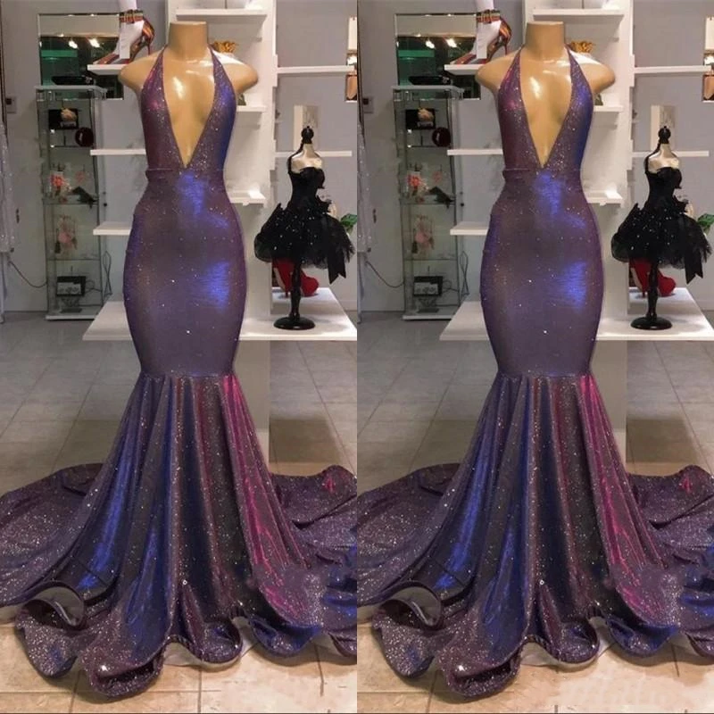 2019 Gorgeous V-Neck Sleeveless Long Prom Dresses With Ruffles Mermaid Purple Full Sequins Evening Gowns Plus Size
2019 Gorgeous V-Neck Sleeveless Long Prom Dresses With Ruffles Mermaid Purple Full Sequins Evening Gowns Plus Size