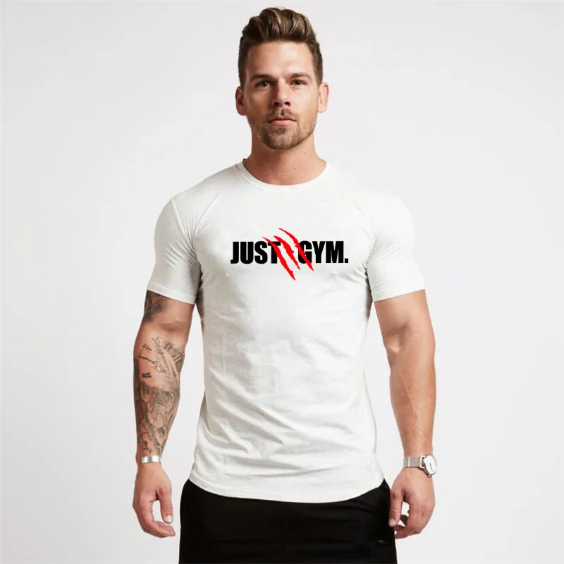 2021 Летняя мужская футболка для тренажерного зала облегающая фитнеса и