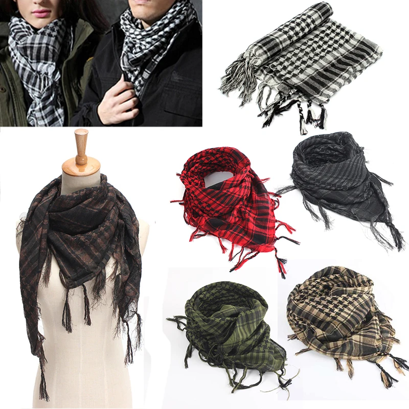 Colorful Unisex Lightweight 100x100cm Tactical Outdoor Arab Desert Shemagh Scarf With Tassel For Men Women