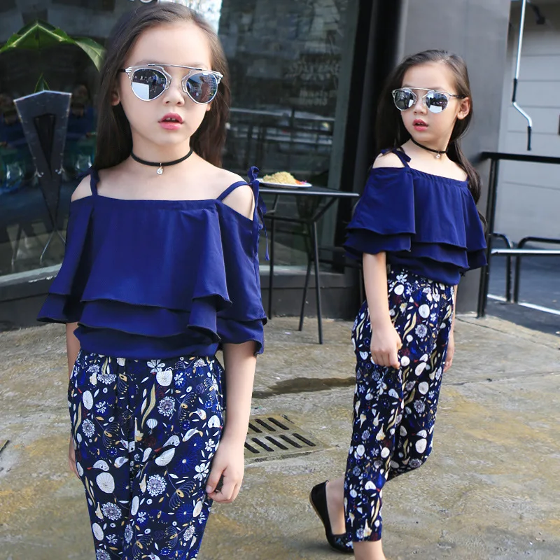 Fashion Girls Summer Clothing Set 2017 New Cute Girls Camisole Shirt + Floral Pants Two Pieces Set Children Kids Clothes Suit
Fashion Girls Summer Clothing Set 2017 New Cute Girls Camisole Shirt + Floral Pants Two Pieces Set Children Kids Clothes Suit