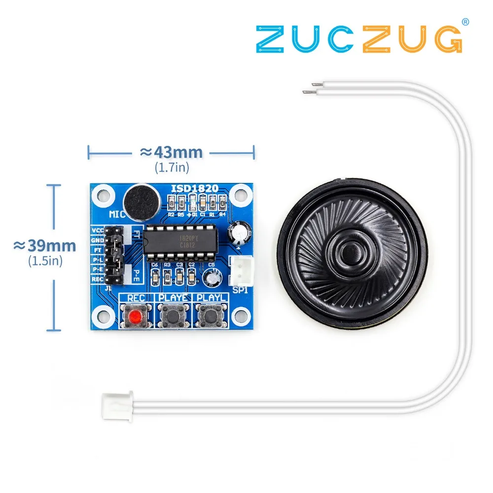 ISD1820 recording module voice module the voice board telediphone module board with Microphones + Loudspeaker
ISD1820 recording module voice module the voice board telediphone module board with Microphones + Loudspeaker