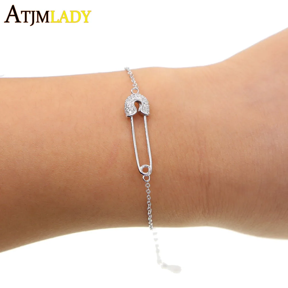 New 100% 925 sterling silver delicate personalized jewelry With Cubic Zirconia safety pin charm 16+5cm dainty chain bracelet
New 100% 925 sterling silver delicate personalized jewelry With Cubic Zirconia safety pin charm 16+5cm dainty chain bracelet