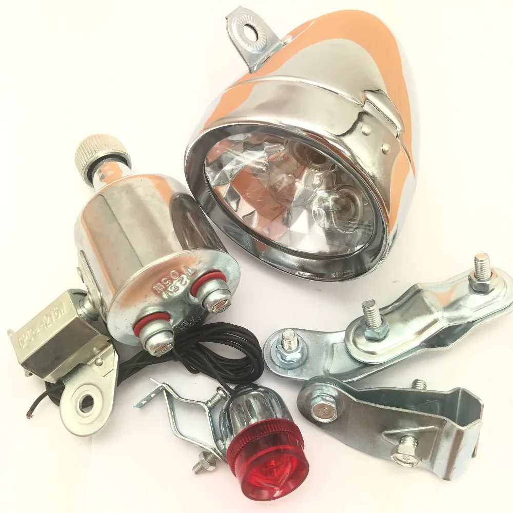 New Motorized Bicycle Friction Generator Dynamo Head Tail Light LED Lamp MTB 12V 6W
New Motorized Bicycle Friction Generator Dynamo Head Tail Light LED Lamp MTB 12V 6W