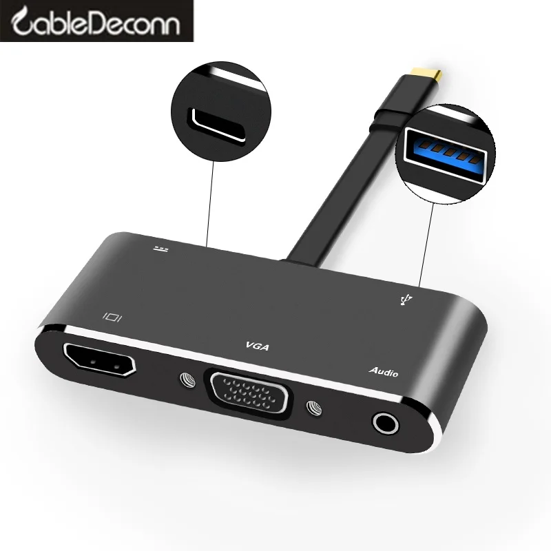 USB-C HDMI VGA adapter usb c hub to usb3.0 usbc charge 3.5mm aux jack cable Multiport converter for Macbook pro dell huawei p20
USB-C HDMI VGA adapter usb c hub to usb3.0 usbc charge 3.5mm aux jack cable Multiport converter for Macbook pro dell huawei p20