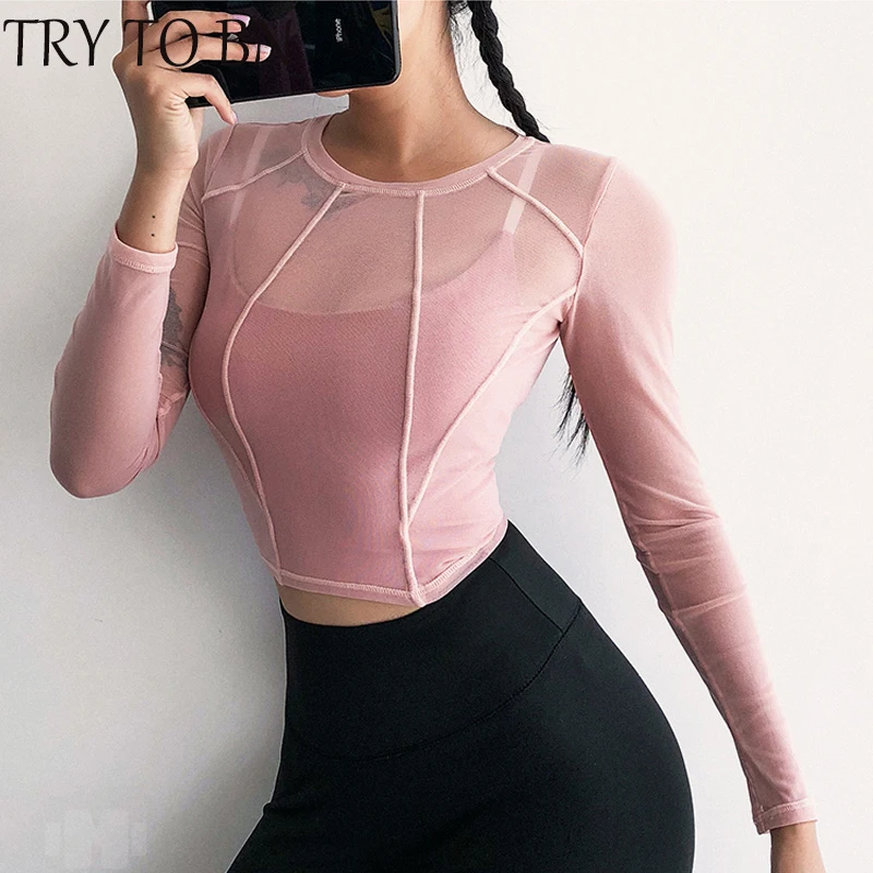 TRY TO BN 2019 New Shirt For Women Long Sleeve Mesh Causal Tight Fitness Top Quick Drying Breathable Female T-shirt 
TRY TO BN 2019 New Shirt For Women Long Sleeve Mesh Causal Tight Fitness Top Quick Drying Breathable Female T-shirt
