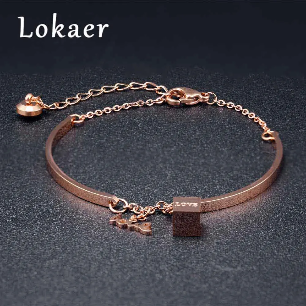 Lokaer New Arrival Vintage Stainless Steel Bracelets For Women Love Letter ID & Cube Charm Rose Gold Color Extended Chain LGS854
Lokaer New Arrival Vintage Stainless Steel Bracelets For Women Love Letter ID & Cube Charm Rose Gold Color Extended Chain LGS854