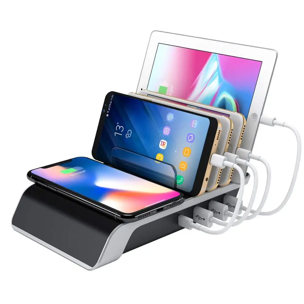 Charging Station for Multiple Devices Burns Electronics Docking Station with Qi Wireless Charging Pad Smart IC Technology
Charging Station for Multiple Devices Burns Electronics Docking Station with Qi Wireless Charging Pad Smart IC Technology