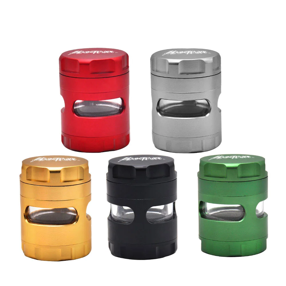 HONEYPUFF Window Herb Grinder 50MM Large 5 Piece Aluminum With Solid Metal Tobacco | Дом и сад