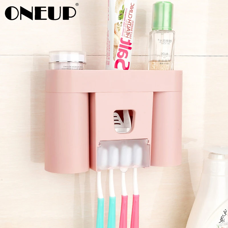 ONEUP High Quality Automatic Toothpaste Dispenser Family Set Wall Mounted ToothBrush Holder Rack Squeezer With Cup Bathroom Sets
ONEUP High Quality Automatic Toothpaste Dispenser Family Set Wall Mounted ToothBrush Holder Rack Squeezer With Cup Bathroom Sets