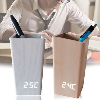 Multifunctional Pen Rack Wooden LED Clock Temperature Display for Desktop J2Y 
Multifunctional Pen Rack Wooden LED Clock Temperature Display for Desktop J2Y