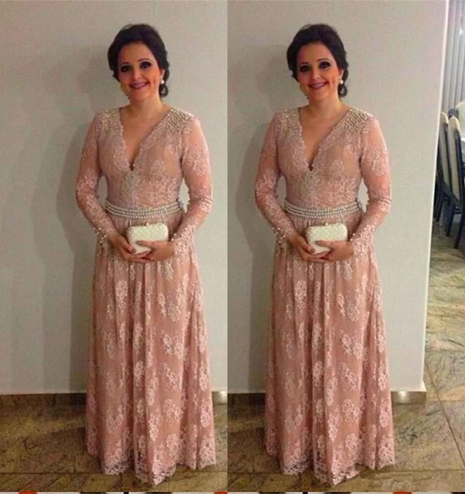 Deep V Neck Mother of the Bride Dresses Long Sleeves Pearls Beading Wedding Party Dress Plus Size Lace Wedding Guest Dresses
Deep V Neck Mother of the Bride Dresses Long Sleeves Pearls Beading Wedding Party Dress Plus Size Lace Wedding Guest Dresses