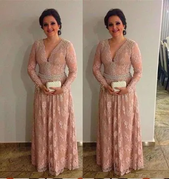 Deep V Neck Mother of the Bride Dresses Long Sleeves Pearls Beading Wedding Party Dress Plus Size Lace Wedding Guest Dresses
Deep V Neck Mother of the Bride Dresses Long Sleeves Pearls Beading Wedding Party Dress Plus Size Lace Wedding Guest Dresses