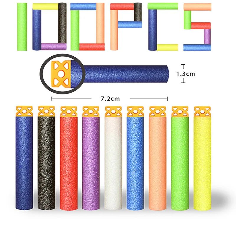 100PCs Soft Hollow Hole 7.2cm Refill Darts Toy Gun Bullets for Nerf Gun N-strike Series Blasters Kid Out Door game Gun Toy
100PCs Soft Hollow Hole 7.2cm Refill Darts Toy Gun Bullets for Nerf Gun N-strike Series Blasters Kid Out Door game Gun Toy