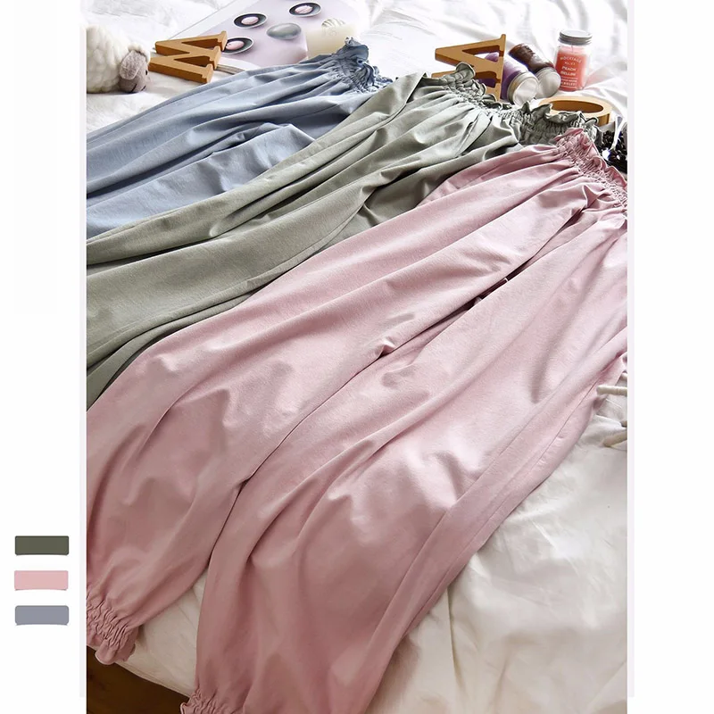 Spring New Ladies Sleep Bottom Solid Color Cotton Loose Outerwear Large Size Air Conditioning Pants Elastic Cuffs Women Homewear
Spring New Ladies Sleep Bottom Solid Color Cotton Loose Outerwear Large Size Air Conditioning Pants Elastic Cuffs Women Homewear