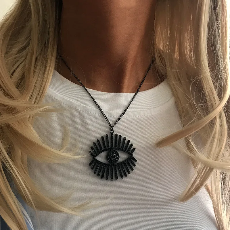 Punk Evil Eye Pendant Necklace Jewelry Black Alloy Rhonestone Link Chain Necklace Choker Fashion Jewelry collares de moda 2019
Punk Evil Eye Pendant Necklace Jewelry Black Alloy Rhonestone Link Chain Necklace Choker Fashion Jewelry collares de moda 2019