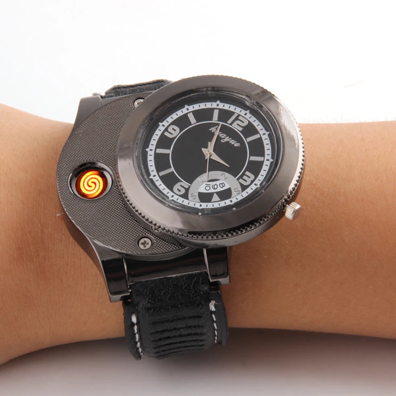 F668 Creative Metal Men's Multi-function Wrist Watch USB Rechargeable Lighter With Real-watch Cover Logo Customized Wholesale
F668 Creative Metal Men's Multi-function Wrist Watch USB Rechargeable Lighter With Real-watch Cover Logo Customized Wholesale