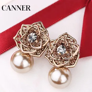 Canner S925 Vintage Rose Flower Stud Earrings Crystal Imitate Pearl Earrings For Women Fashion Wedding Jewelry
Canner S925 Vintage Rose Flower Stud Earrings Crystal Imitate Pearl Earrings For Women Fashion Wedding Jewelry