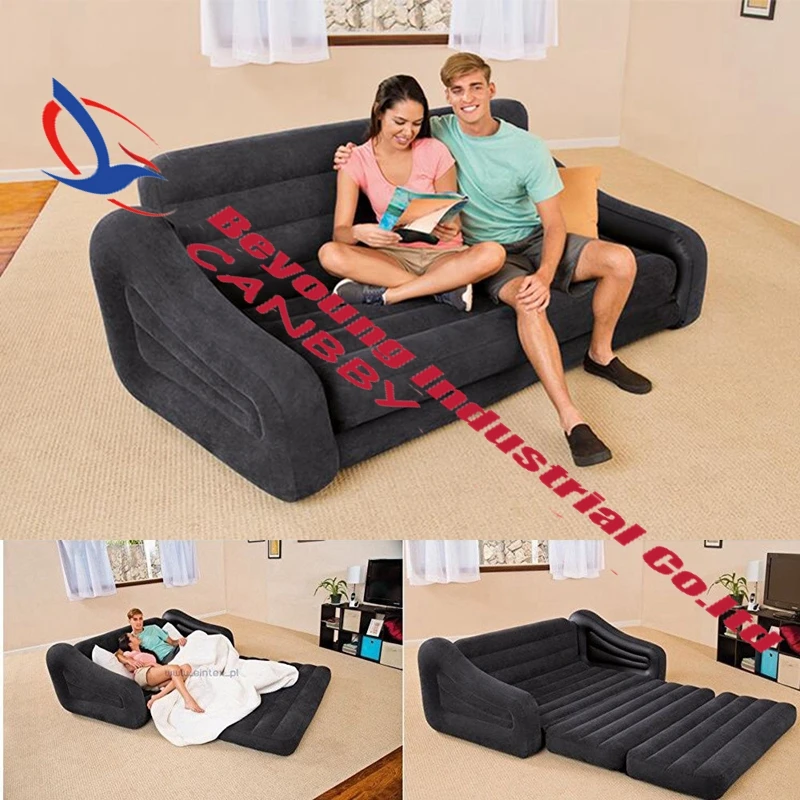 

intex 68566 Qeen sleep Sofa Inflatable 2-in-1 Pull-out Sofa+2 person inflatable couch dorm chair +waterproof flocked sofa bed