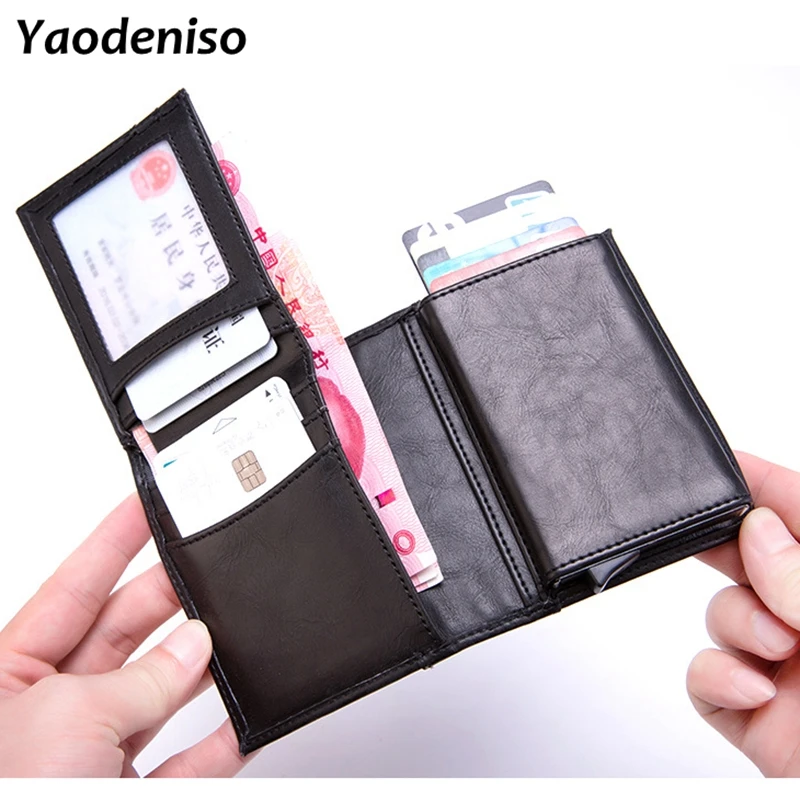 Men Leather Anti-theft credit card box Wallet Pocket ID Card holder RFID Blocking Mini Wallet Automatic Credit Card Coin Purse
Men Leather Anti-theft credit card box Wallet Pocket ID Card holder RFID Blocking Mini Wallet Automatic Credit Card Coin Purse
