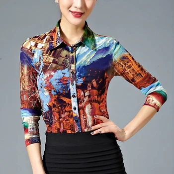 Fall Spring 2018 New Women Printed Floral Pattern Mesh Long Sleeve Pleated Blouse Shirt , Female Woman 3XL 4xl Painted Blouses
Fall Spring 2018 New Women Printed Floral Pattern Mesh Long Sleeve Pleated Blouse Shirt , Female Woman 3XL 4xl Painted Blouses