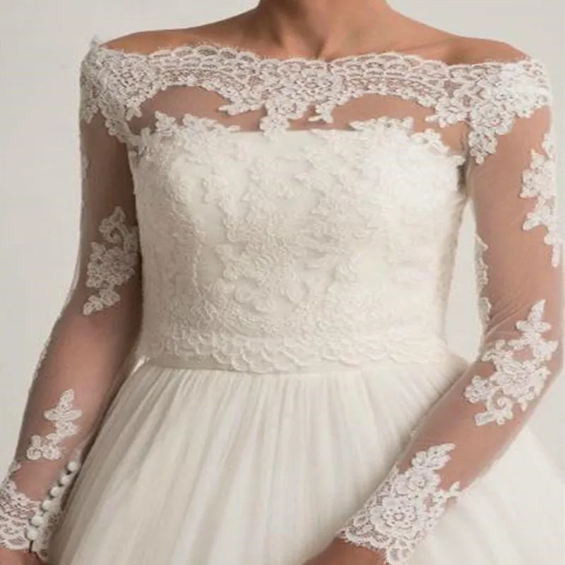 Vintage New Wedding Jackets Boleros Wrap Top Off The Shoulder Lace Appliques Long Sleeve Custom Made Size Bridal Jacket
Vintage New Wedding Jackets Boleros Wrap Top Off The Shoulder Lace Appliques Long Sleeve Custom Made Size Bridal Jacket