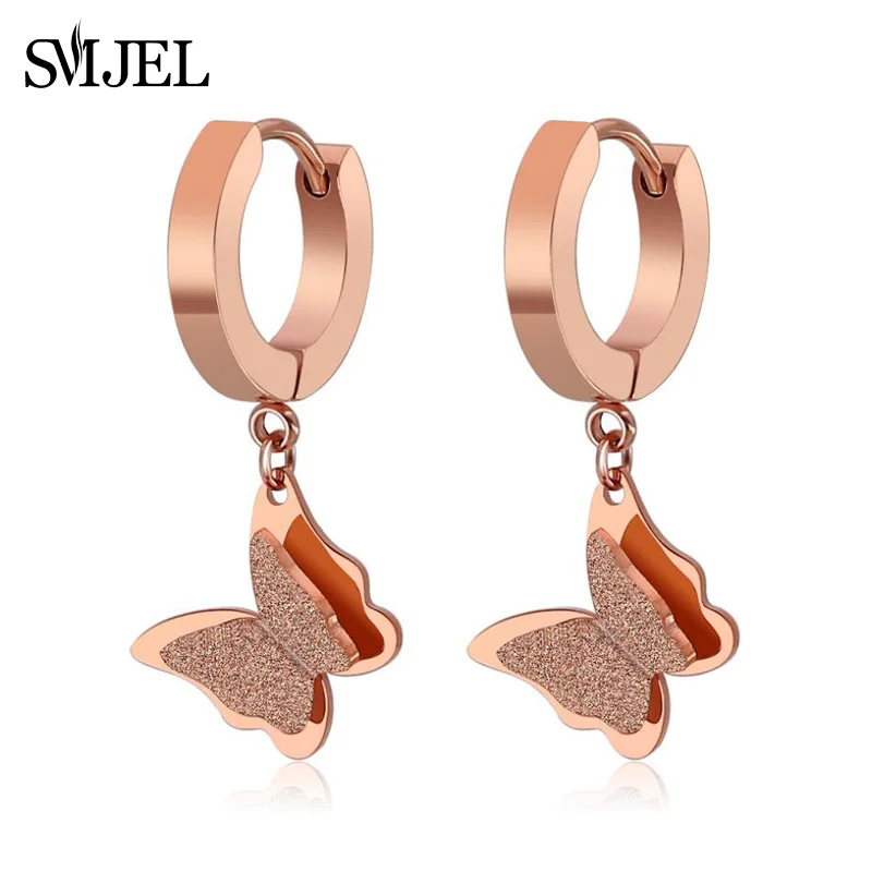 SMJEL New Butterfly Earings Women Rose Gold Cute Butterfly Stud Earrings Stainless Steel Dainty Korean Jewelry boucle d'oreille
SMJEL New Butterfly Earings Women Rose Gold Cute Butterfly Stud Earrings Stainless Steel Dainty Korean Jewelry boucle d'oreille