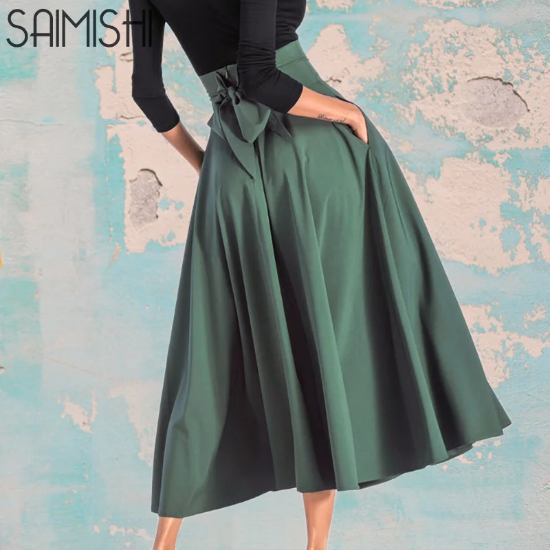 Saimishi A-Line Skirts Spring Summer Bow-Knot Splice Double Pocket Solid Color High Waist Maxi Skirt
Saimishi A-Line Skirts Spring Summer Bow-Knot Splice Double Pocket Solid Color High Waist Maxi Skirt