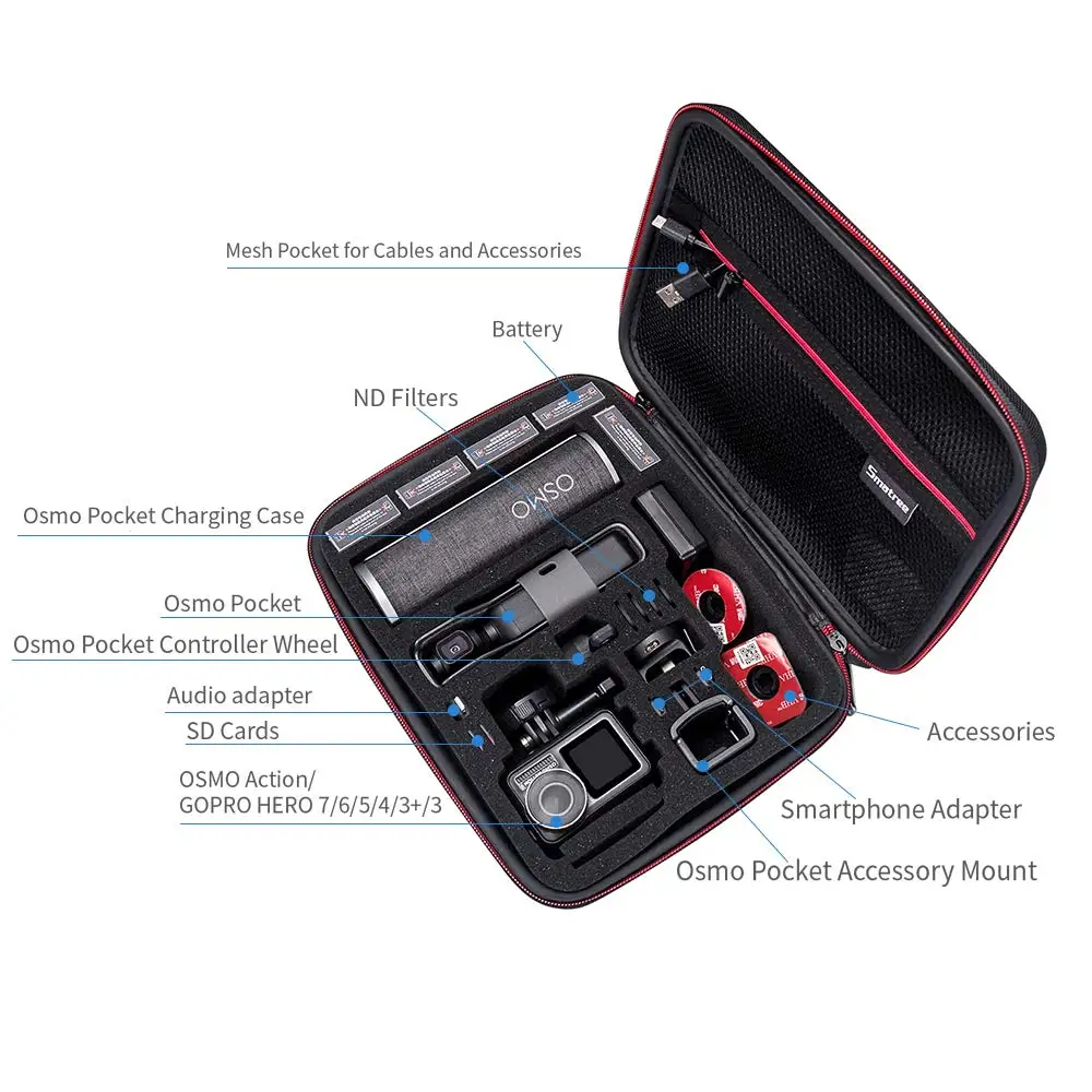 Smatree Hardshell Osmo Pocket Accessories Storage Case for DJI Osmo Pocket/Osmo Aaction,for Osmo Pocket Charging Case
Smatree Hardshell Osmo Pocket Accessories Storage Case for DJI Osmo Pocket/Osmo Aaction,for Osmo Pocket Charging Case