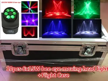 Flight Case+10pcs 6x15w RGBW Beam Light 15W 6 Bee Eye Moving Head Light Imported Lamp Bead+Lens DMX512 Professional Stage Lighti
Flight Case+10pcs 6x15w RGBW Beam Light 15W 6 Bee Eye Moving Head Light Imported Lamp Bead+Lens DMX512 Professional Stage Lighti