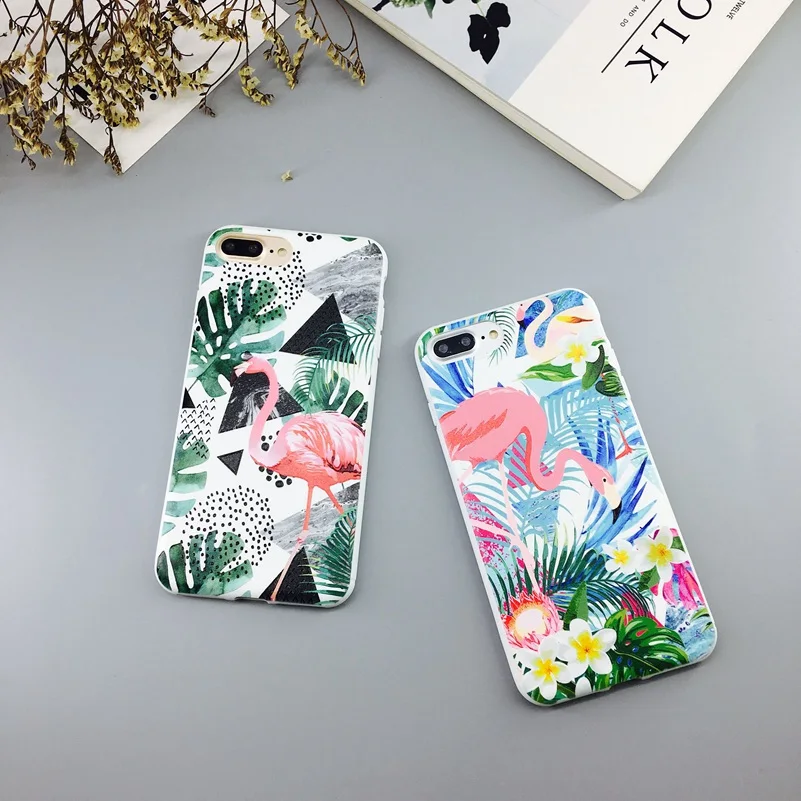 Mouplayca Candy Color Art Leaf Print Phone Case for iPhone X 6 6s 7 8 Plus Cactus Plants Fashion Soft TPU Rubber Silicon Cover