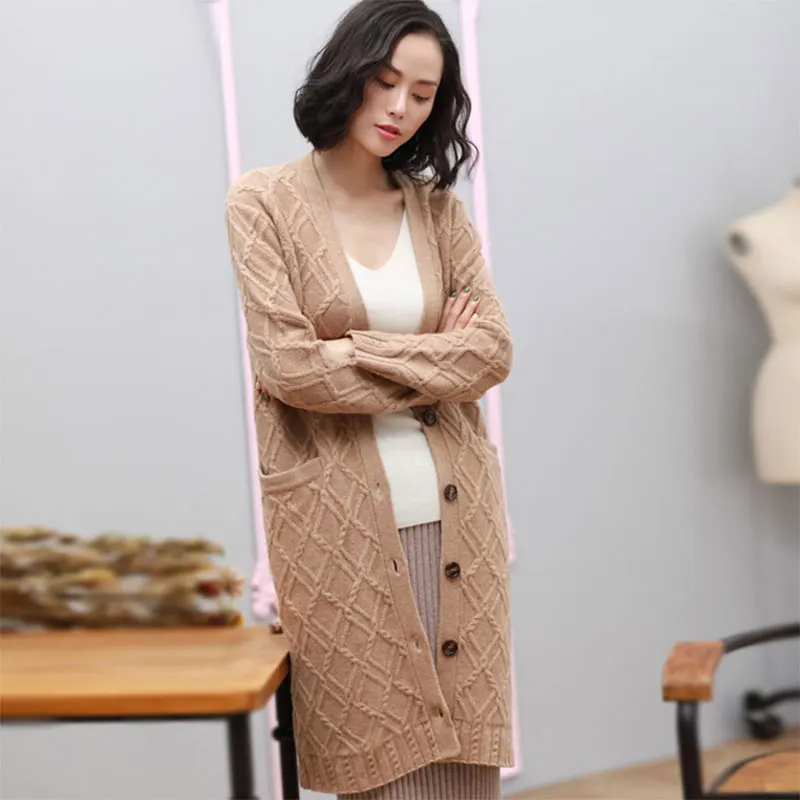 2019 Autumn Pure Cashmere Sweater Cardigan Womens Long Sleeve Solid Color Fashion Ladies Thicker Cardigan Sweater With Pocket
2019 Autumn Pure Cashmere Sweater Cardigan Womens Long Sleeve Solid Color Fashion Ladies Thicker Cardigan Sweater With Pocket