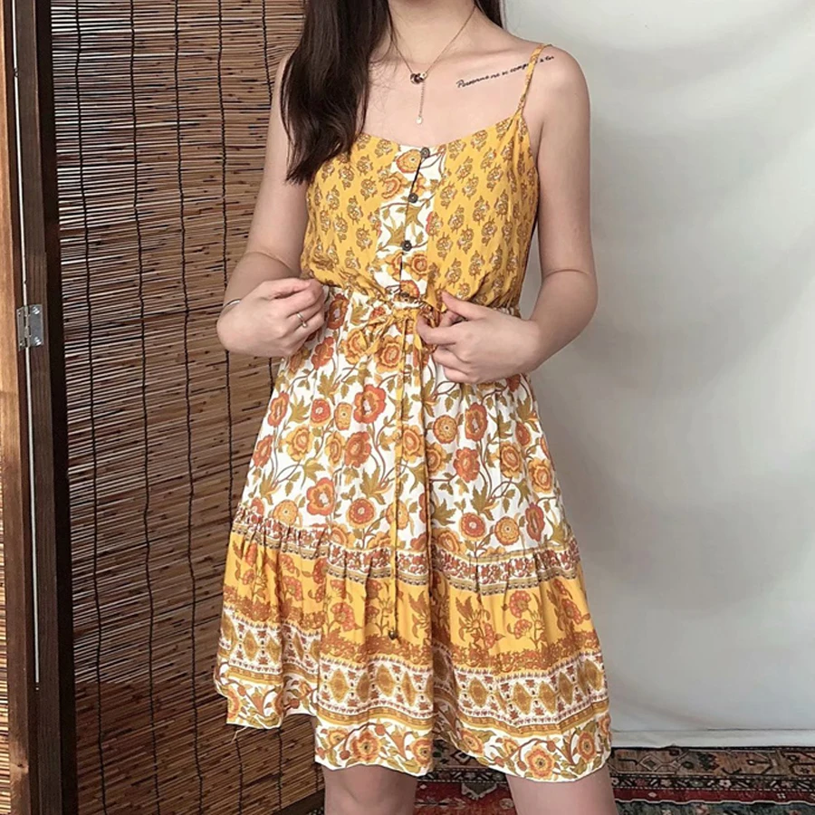 TEELYNN Gypsy strap dress yellow floral print sleeveless strap boho dresses beach wear hippie sexy mini women dresse vestidos
TEELYNN Gypsy strap dress yellow floral print sleeveless strap boho dresses beach wear hippie sexy mini women dresse vestidos