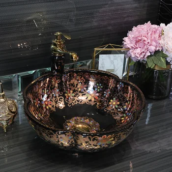 Handmade Europe Style Lavobo Ceramic Bathroom Luxurious Artistic Bathroom Sink Countertop hand painted porcelain sinks black
Handmade Europe Style Lavobo Ceramic Bathroom Luxurious Artistic Bathroom Sink Countertop hand painted porcelain sinks black