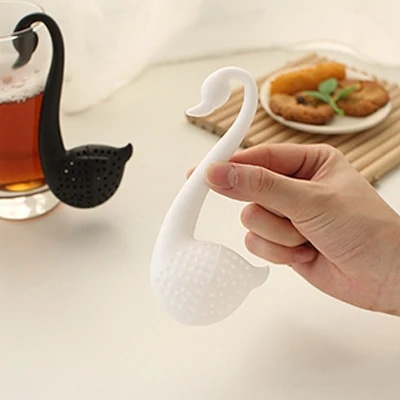 

New Black Cute Creative Cup Swan Shape Colander Spoon Tea Strainer Teaspoon Infuser Filter Free Shipping