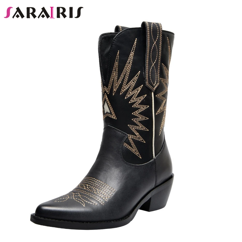 SARAIRIS Retro Genuine Leather Western Boots Chunky Heels Boots Woman Shoes Women Casual Cowboy Boots Shoes Woman Boots Female
SARAIRIS Retro Genuine Leather Western Boots Chunky Heels Boots Woman Shoes Women Casual Cowboy Boots Shoes Woman Boots Female