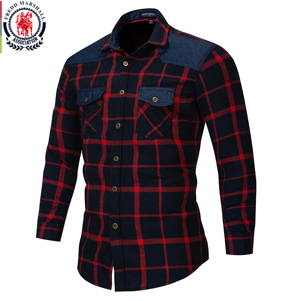 Fredd Marshall 2018 Autumn Double Button Down Pockets Plaid Shirt Long Sleeve Casual Patch Shirts Male Regular Fit Plus Size 172
Fredd Marshall 2018 Autumn Double Button Down Pockets Plaid Shirt Long Sleeve Casual Patch Shirts Male Regular Fit Plus Size 172
