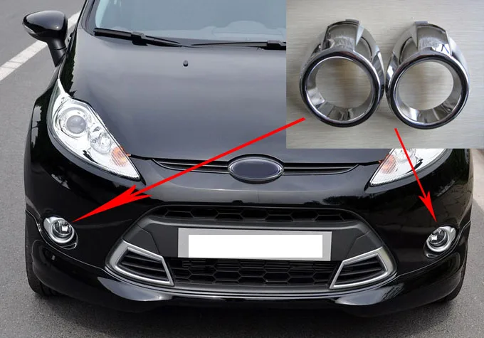 2PCS/SET for Ford Fiesta 2009-2012 front Fog Light Ring Trim sticker Lamp Cover Chrome silver | Автомобили и мотоциклы