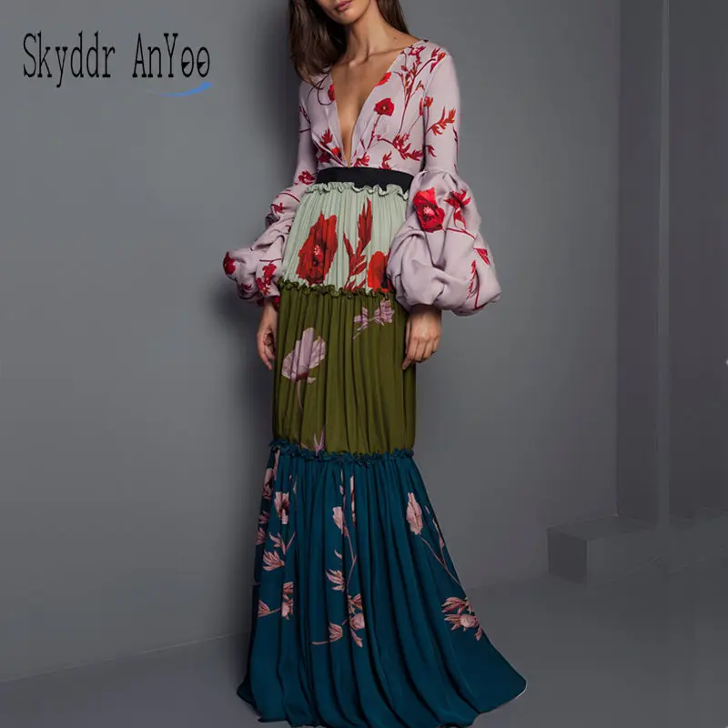 2019 Vintage Boho Vestidos Summer Maxi Dress Floral Print Long lantern Sleeve Patchwork Women Dress V-Neck Sexy Party Dresses
2019 Vintage Boho Vestidos Summer Maxi Dress Floral Print Long lantern Sleeve Patchwork Women Dress V-Neck Sexy Party Dresses