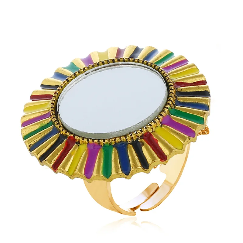 Antiqued Gold Color Flower Shaped Colorful Enameling Exaggerated Glass Adjustable Big Rings for Women Men Jewelry
Antiqued Gold Color Flower Shaped Colorful Enameling Exaggerated Glass Adjustable Big Rings for Women Men Jewelry