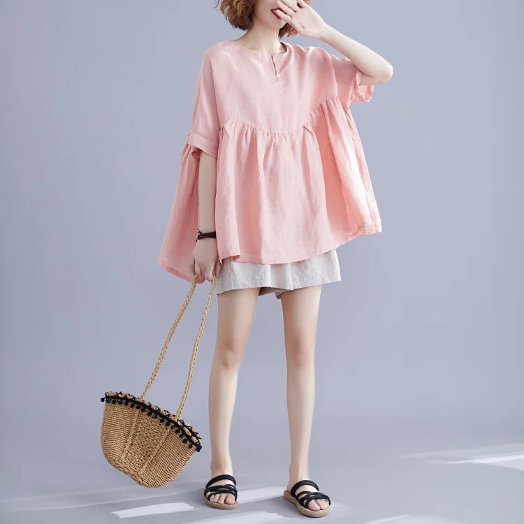 Plus Size Women Blouse Shirt Lady Tops Tunic Pleated Solid Loose Big Size Casual Short Sleeve Female Clothing 2019 Summer New
Plus Size Women Blouse Shirt Lady Tops Tunic Pleated Solid Loose Big Size Casual Short Sleeve Female Clothing 2019 Summer New