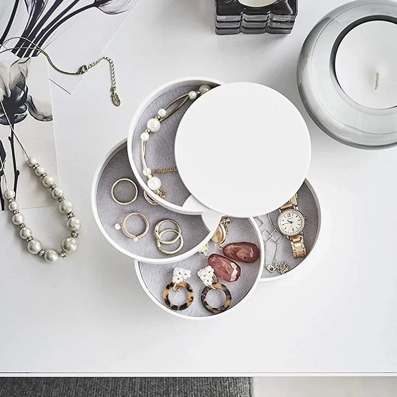 4 Layers Rotation Jewelry Storage Box Dust-proof Necklaces Bracelets Rings Earrings Accessory Organizer With Lid
4 Layers Rotation Jewelry Storage Box Dust-proof Necklaces Bracelets Rings Earrings Accessory Organizer With Lid