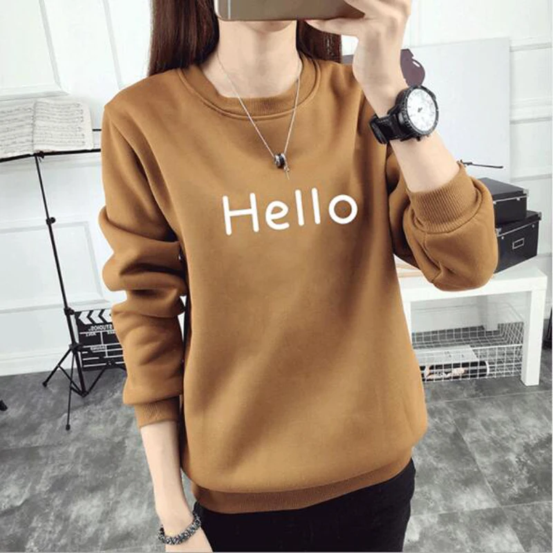 Campus Style Women Hoodies Spring Autumn HELLO Printed Long Sleeve O Neck Thick Sweatshirts Woman Loose Women's Tracksuits
Campus Style Women Hoodies Spring Autumn HELLO Printed Long Sleeve O Neck Thick Sweatshirts Woman Loose Women's Tracksuits