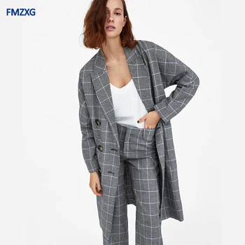 Women Warm Wool Blends Autumn Winter Coats Vintage Houndstooth Oversized High Quality Long Coat Female Double-breasted Jacket
Women Warm Wool Blends Autumn Winter Coats Vintage Houndstooth Oversized High Quality Long Coat Female Double-breasted Jacket