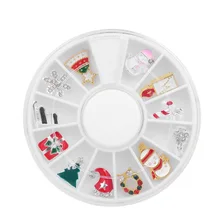 12 unids/pack 3D pegatinas de Arte de uñas de aleación de brillo de Navidad copos de nieve blancos decoraciones de uñas puntas de pegatinas de uñas con rueda de joyería(China)