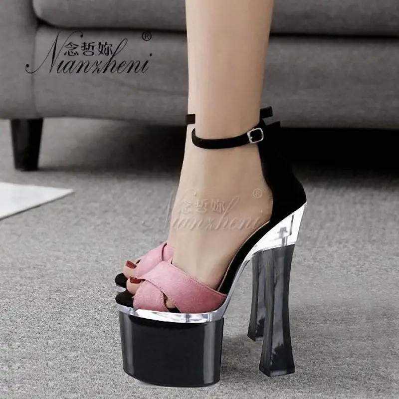 18cm High Heels Spool Heels Platform Sandals for women Peep Toe 8 inch Pole Dance Party Wedding Flock Cover Heel Summer Shoes
18cm High Heels Spool Heels Platform Sandals for women Peep Toe 8 inch Pole Dance Party Wedding Flock Cover Heel Summer Shoes