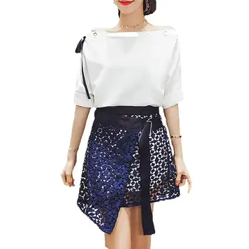 2019 New Fashion Summer Women's Shoulder Off Long T-shirt + High Waist Hollow Lace Skirt 2 Pieces Set Female Chic Casual Set J68
2019 New Fashion Summer Women's Shoulder Off Long T-shirt + High Waist Hollow Lace Skirt 2 Pieces Set Female Chic Casual Set J68
