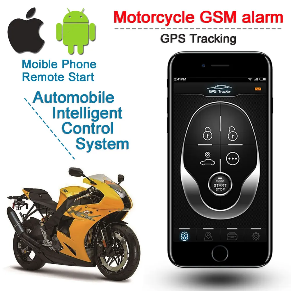 Motorcycle Two-way Alarm Moto IOS Android GSM Alarm System Motorcycle Theft Protection GPS Tracking Remote Control 
Motorcycle Two-way Alarm Moto IOS Android GSM Alarm System Motorcycle Theft Protection GPS Tracking Remote Control